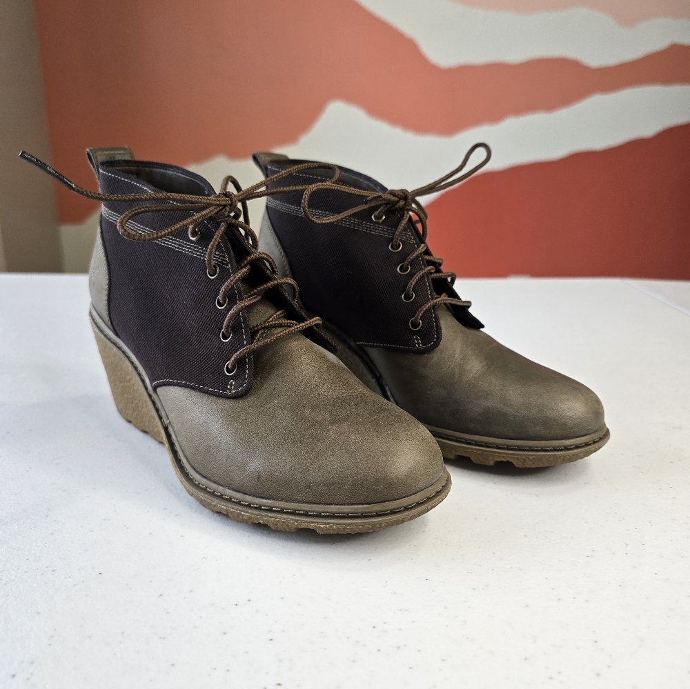 Timberland Earthkeepers Amston Wedge Ankle Boots‎ Gray Black Women 7